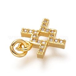 Brass Micro Pave Clear Cubic Zirconia Pendants&nbsp;X-ZIRC-P081-G01-RS