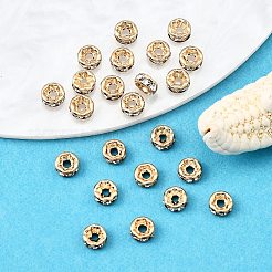 Rack Plating Brass Crystal Rhinestone Rondelle Space Beads&nbsp;RB-D303-KCG