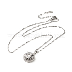 Rotatable Spinner Brass Micro Pave Clear Cubic Zirconia Pendant Necklaces&nbsp;NJEW-K269-06P