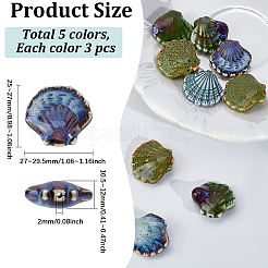 12Pcs 4 Colors Handmade Porcelain Beads&nbsp;PORC-PA0001-22