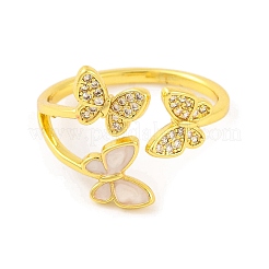 Butterfly Clear Cubic Zirconia Open Cuff Ring&nbsp;RJEW-U003-17G