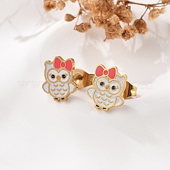 Brass Enamel Stud Earrings&nbsp;EJEW-B119-01G-02