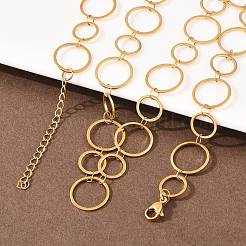 304 Stainless Steel 8MM and 12MM Ring Link Chain Necklaces&nbsp;NJEW-P343-02B-G
