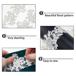 2Yards Polyester Flower Embroidery Lace Trim with Glass Beads&nbsp;OCOR-DC0001-27A