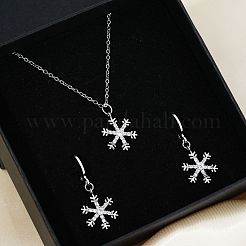 Elegant Brass Micro Pave Clear Cubic Zirconia Snowflake Hoop Earrings & Pendant Necklaces for Women&nbsp;ET8021-2