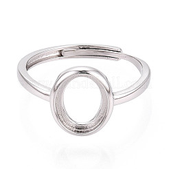 Adjustable 925 Sterling Silver Blank Oval Bezel Ring Settings&nbsp;STER-T008-93P