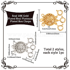 2Pcs 2 Colors Brass Box Clasps&nbsp;KK-BBC0020-82
