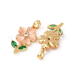 Brass Micro Pave Cubic Zirconia Pendants&nbsp;KK-H089-32G-01