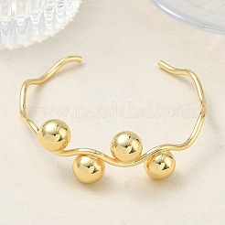 Wave Brass Cuff Bangles&nbsp;BJEW-C157-04G
