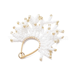 Glass Seed Beaded Imitation Coral Pendants&nbsp;PALLOY-MZ00938