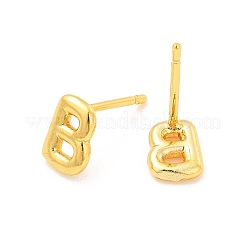 Brass Hollow Out Initial Letter Stud Earrings&nbsp;EJEW-A044-01G-B
