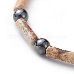 Natural Gemstone & Non-Magnetic Synthetic Hematite Beads Stretch Bracelets&nbsp;BJEW-JB04691