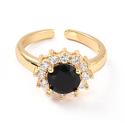 Cubic Zirconia Flat Round Open Cuff Ring&nbsp;RJEW-C024-09G