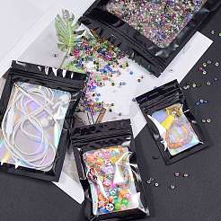 120Pcs 4 Style Rectangle Zip Top Plastic Glitter Holographic Bags&nbsp;OPP-SZ0001-02