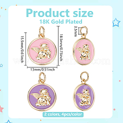 8Pcs 2 Colors Brass Enamel Pendants&nbsp;KK-BC0015-14