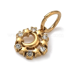 304 Stainless Steel Micro Pave Clear Cubic Zirconia Pendants&nbsp;STAS-Z189-01G-03