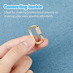 2Pcs 2 Colors Brass Micro Pave Clear Cubic Zirconia Screw Carabiner Lock Charms&nbsp;KK-DC0003-90
