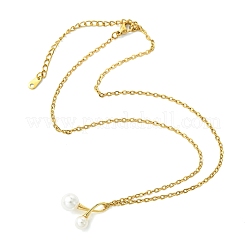 Brass and Shell Pearl Cherry Pendant 304 Stainless Steel Cable Chain Necklaces for Women&nbsp;NJEW-JN06245