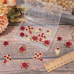24Pcs 4 Styles Alloy Rhinestone Pendants&nbsp;FIND-SC0005-71