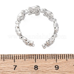 Brass Micro Pave Clear Cubic Zirconia Cuff Rings for Women&nbsp;RJEW-G345-01P