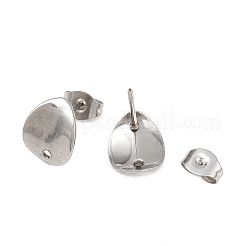 Non-Tarnish 304 Stainless Steel Oval Stud Earring Findings&nbsp;STAS-R063-39