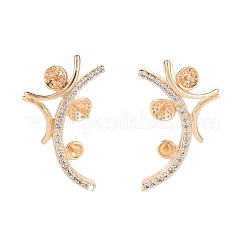 Brass Micro Pave Clear Cubic Zirconia Stud Earring Findings&nbsp;KK-S364-134