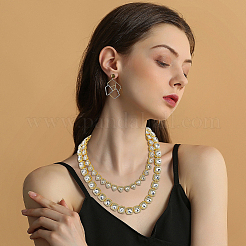 2Pcs 2 Styles Zinc Alloy Pave Square/Heart Clear Glass Tennis Necklaces for Womem&nbsp;NJEW-SP0001-08G