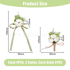 4Pcs 2 Style Silk Cloth Rose Flower Boutonniere Brooch & Wrist Corsage&nbsp;AJEW-HY0001-32