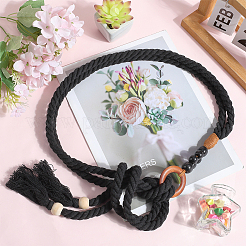 2Pcs 2 Colors Handmade Weaving Cotton Tie Knot Waist Chain Belts for Women Ladies Dress&nbsp;AJEW-CP0010-56B