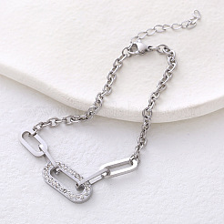 European Titanium Steel Chunk Chain Bracelet O-Ring Full Diamond Simple Elegant Women's Jewelry&nbsp;VB6385