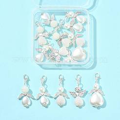 14Pcs 7 Styles ABS Plastic Imitation Pearl & Alloy Pendant Decorations&nbsp;HJEW-FS00042-01