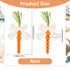 4Pcs Wooden Beaded Carrots for Easter Table Tiered Tray Decoration&nbsp;AJEW-FH0005-65B