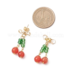 Cat Eye Dangle Stud Earrings&nbsp;EJEW-JE06495-01