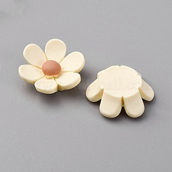 Opaque Resin Flower Cabochons&nbsp;LS-CRES-WH0010-053A-01