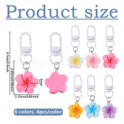24Pcs 6 Colors Resin Flower Pendant Decorations&nbsp;HJEW-DC0001-32