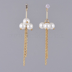 Eco-Friendly Glass Pearl Dangle Stud Earrings&nbsp;EJEW-JE03813