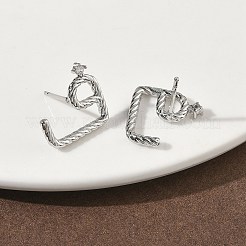 Twist Brass Micro Pave Clear Cubic Zirconia Stud Earrings&nbsp;EJEW-G452-05P