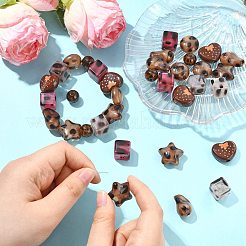 35Pcs 7 Styles Leopard Print Opaque Acrylic Beads&nbsp;FIND-CJ0004-40