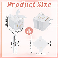 Square Paper Wedding Candy Storage Boxes with Ribbon&nbsp;CON-WH0001-80
