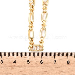 5MM Brass Pave Cubic Zirconia Oval Link Chain Necklaces&nbsp;NJEW-D324-02G-02