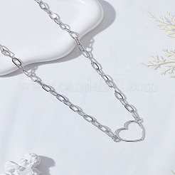 1Pc Zinc Alloy Hollow Heart Pendant Necklaces&nbsp;NJEW-LP0009-46P