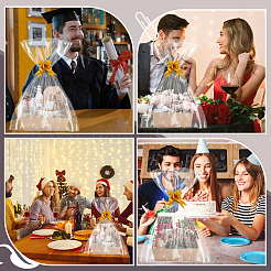 Rectangle Clear OPP Cellophane Candy Packing Bags with Trapezoid Paper Tray and Ribbon&nbsp;AJEW-WH0434-79