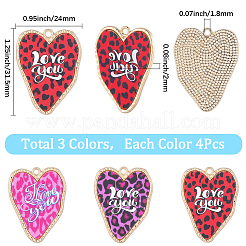 12Pcs 3 Colors Leopard Print Alloy with Acrylic Pendants&nbsp;FIND-SC0021-91