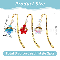 6Pcs 3 Colors Alloy Hook Bookmarks&nbsp;AJEW-HS00004