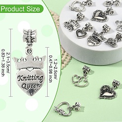 30Pcs 15 Styles Tibetan Style Alloy European Dangle Charms&nbsp;PALLOY-YW00072