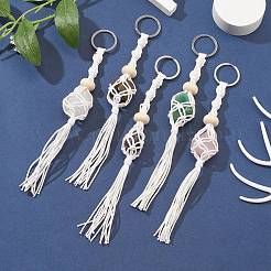 Waxed Cotton Cord Braided Macrame Pouch Gemstone Holder Keychain&nbsp;KEYC-JKC00537