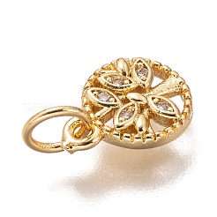 Brass Micro Pave Clear Cubic Zirconia Charms&nbsp;ZIRC-B002-66G