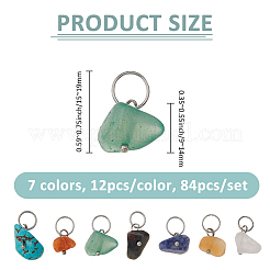 84Pcs 7 Colors Natural & Synthetic Mixed Stone Nuggets Pendants&nbsp;PALLOY-FH00144