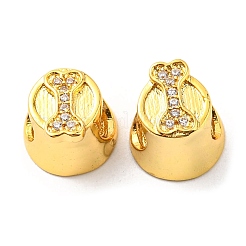 Rack Plating Brass Micro Pave Cubic Zirconia European Beads&nbsp;KK-M247-03G