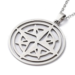 Non-Tarnish 201 Stainless Steel Star Pendant Necklace with Cable Chains&nbsp;NJEW-Q317-03P